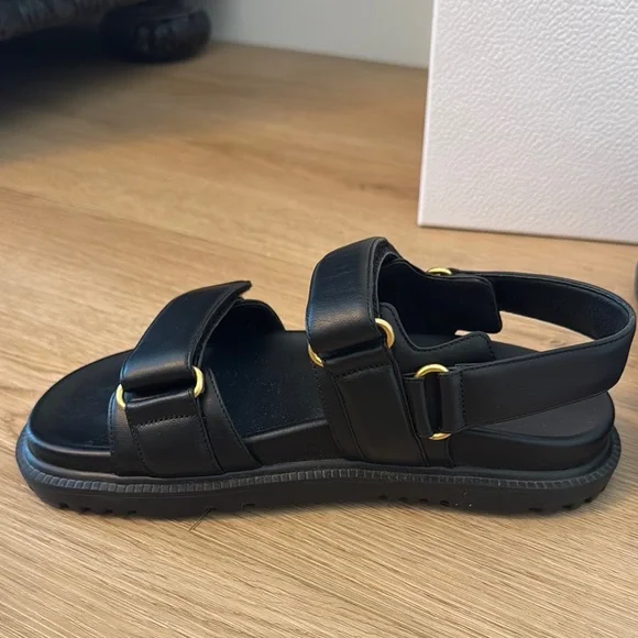 Dior Black Sandals with Gold Logo - Picture 3 of 7